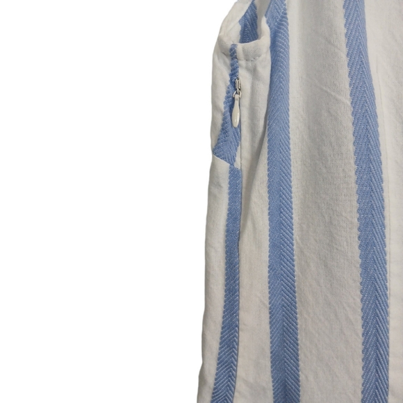 Sail To Sable XS White Blue Striped Jacquard Classic Tunic Dress Mini Shift - Picture 7 of 11